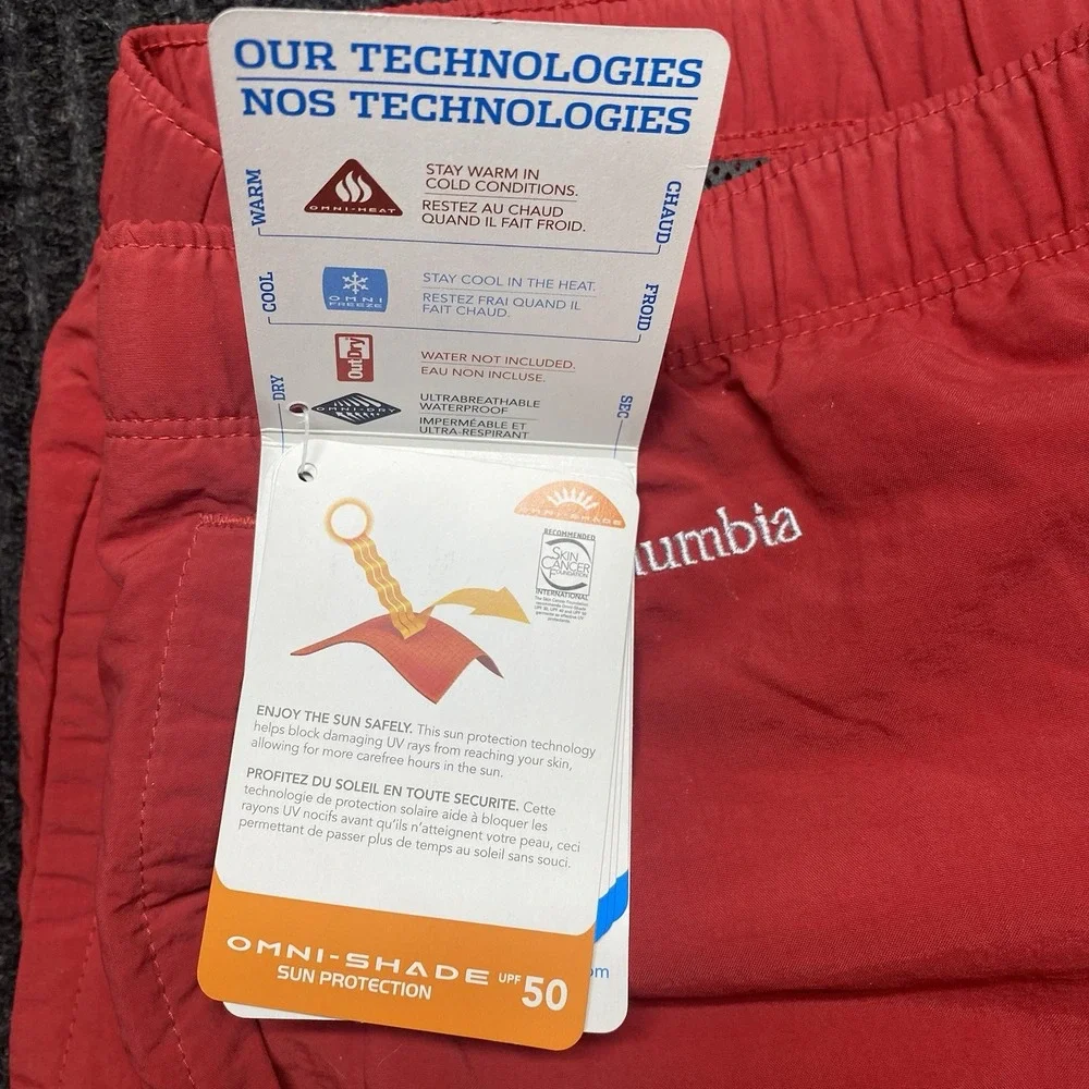 New Columbia Shorts Whidbey II Water Mens XXL Red Fishing Lined Swim Trunks